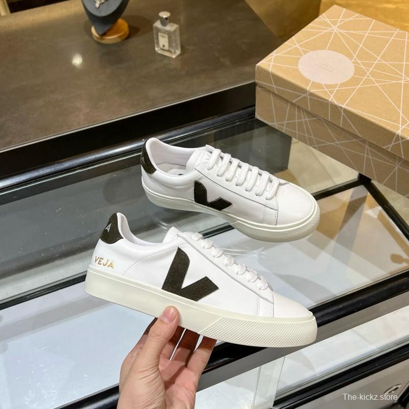2025 Unisex VEJA White Black Leather Canvas Vulcanized Sneakers MJ00240