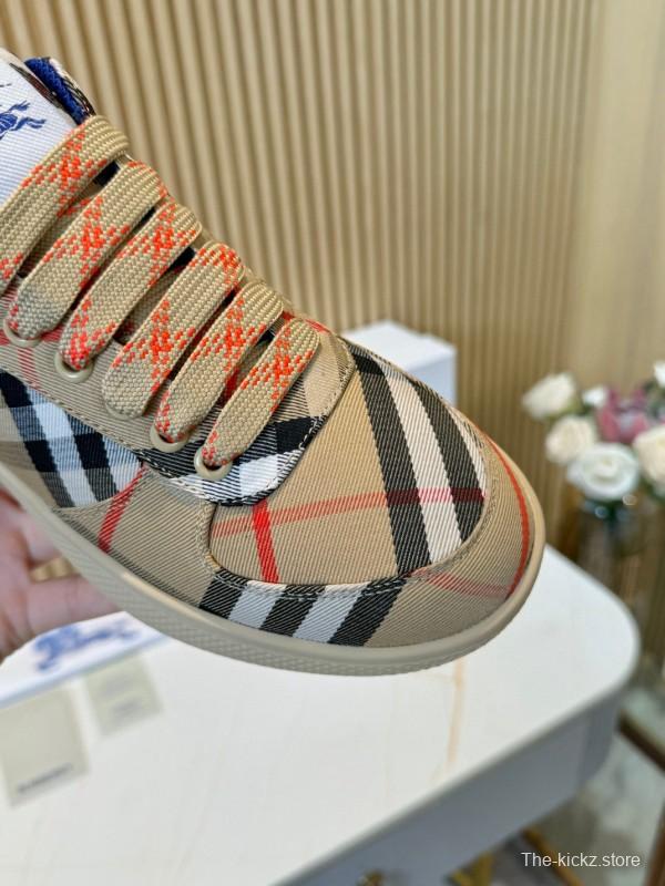 2024 Unisex Burberry Beige Black Red Cotton TPU Sneakers MJ00320