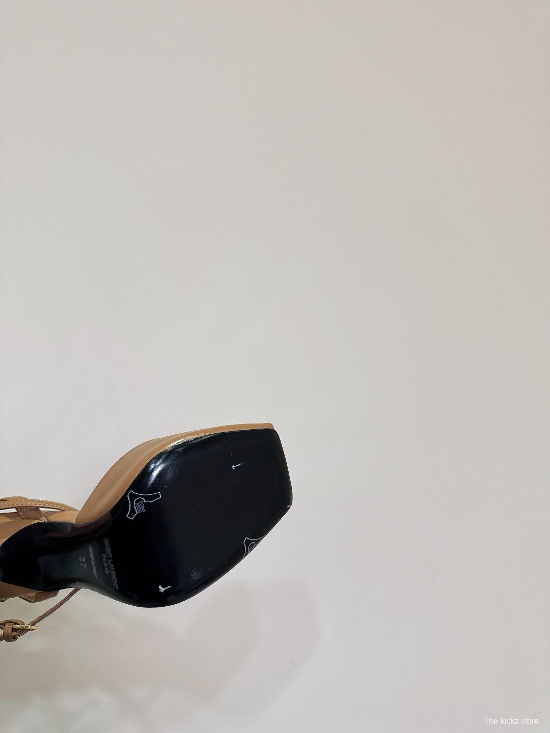 2025 Women SAINT LAURENT Brown Leather Slingback Pumps