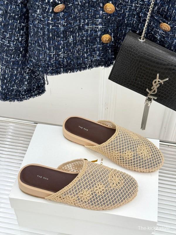2025 Women The Row Beige Mesh Slippers KFY00260