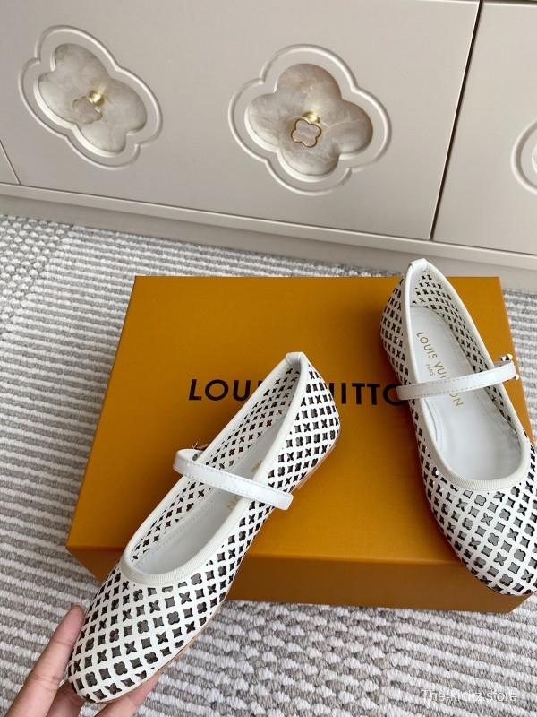 2025 Women Louis Vuitton White Leather Mary Jane Perforated KFY00310