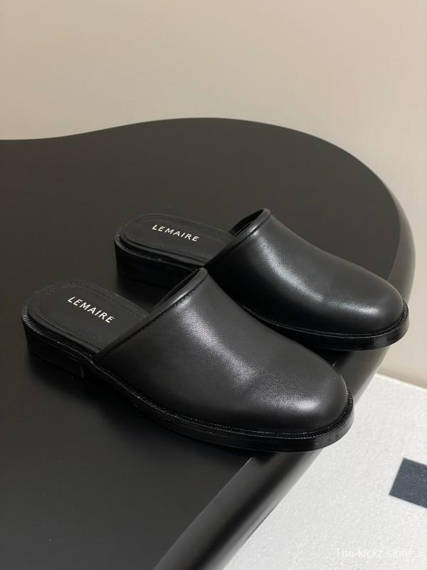 2025 Slippers Lemaire Black Leather Slippers KFY00310