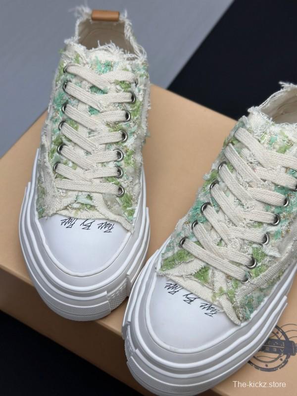 2025 Unisex XVESSEL White Green Canvas Plimsolls Vulcanized AS00260