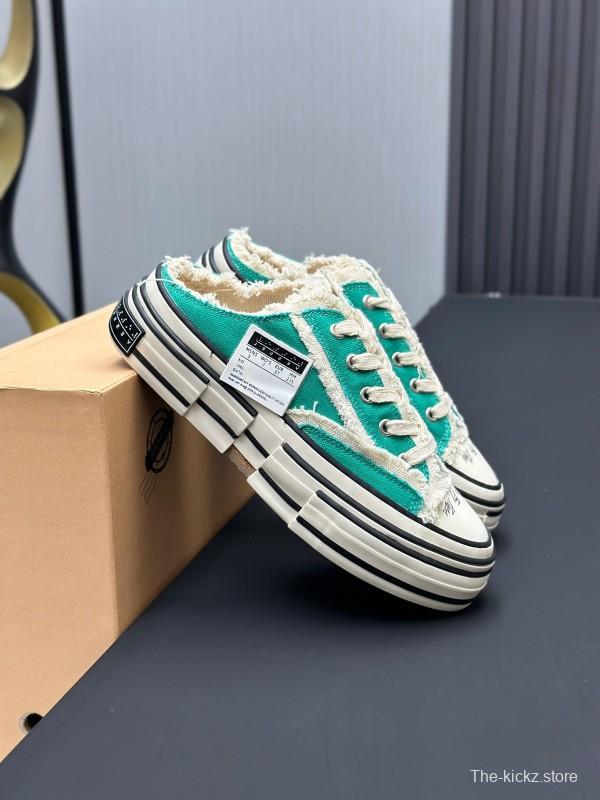 2025 Unisex XVESSEL Green White Canvas Plimsolls Vulcanized AS00240