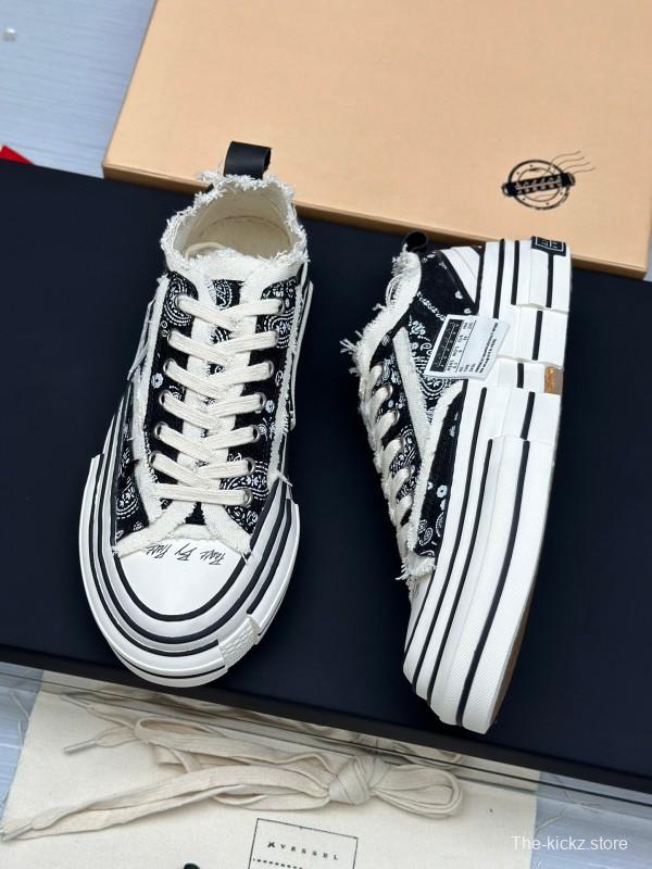 2025 Unisex XVESSEL Black White Canvas Plimsolls Distressed AS00240