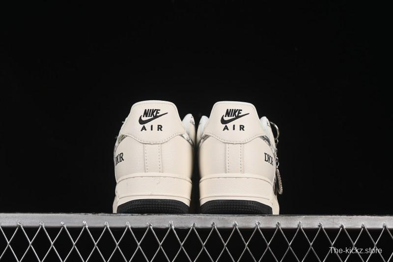 Nike Air Force 1 '07 Low Dior Collaboration Gray Floral Low-Top Casual Sneakers - DF0188-064