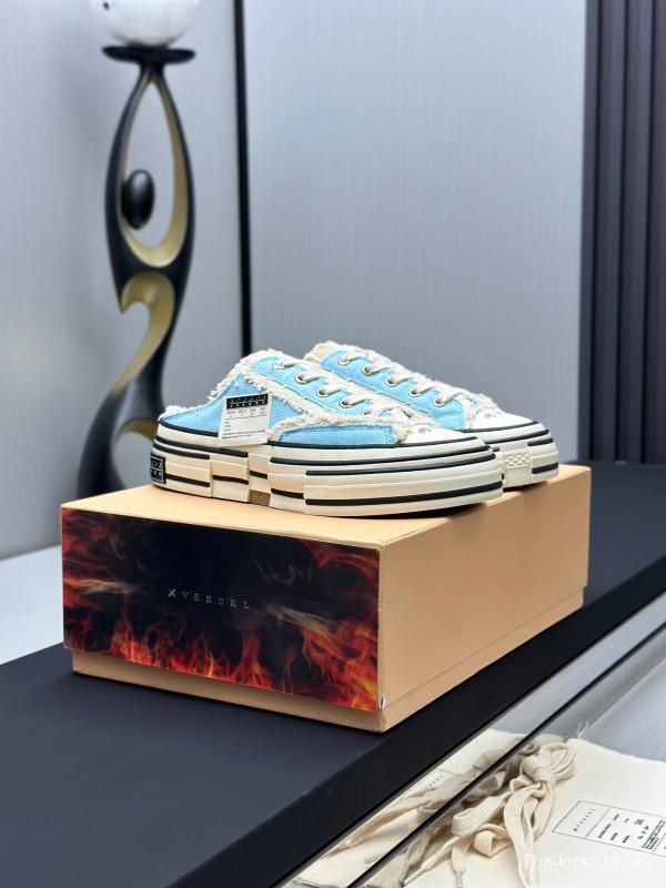 2025 Unisex XVESSEL Blue White Canvas Plimsolls Vulcanized AS00240