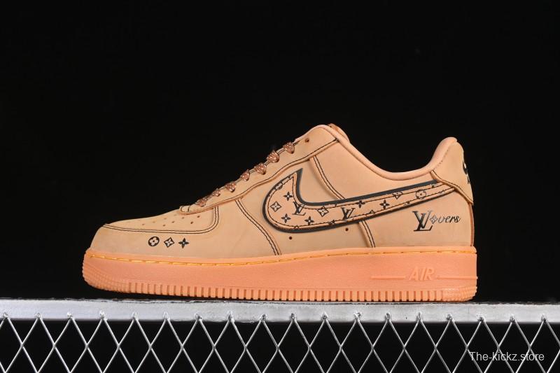 Nike Air Force 1 '07 Low LV Collaboration Wheat Print Casual Sneakers - DK0188-082