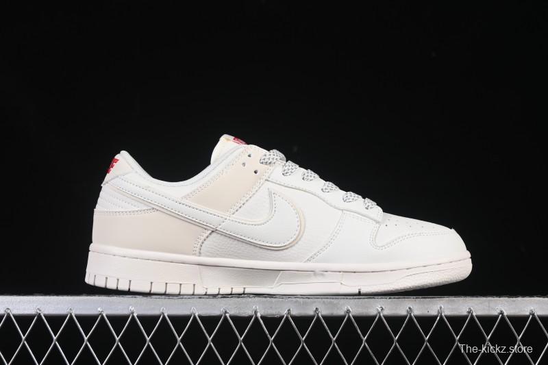 Nike SB Dunk Low Supreme Collaboration Off-White Red Swoosh Low-Top Casual Skate Shoes - CS1688-109