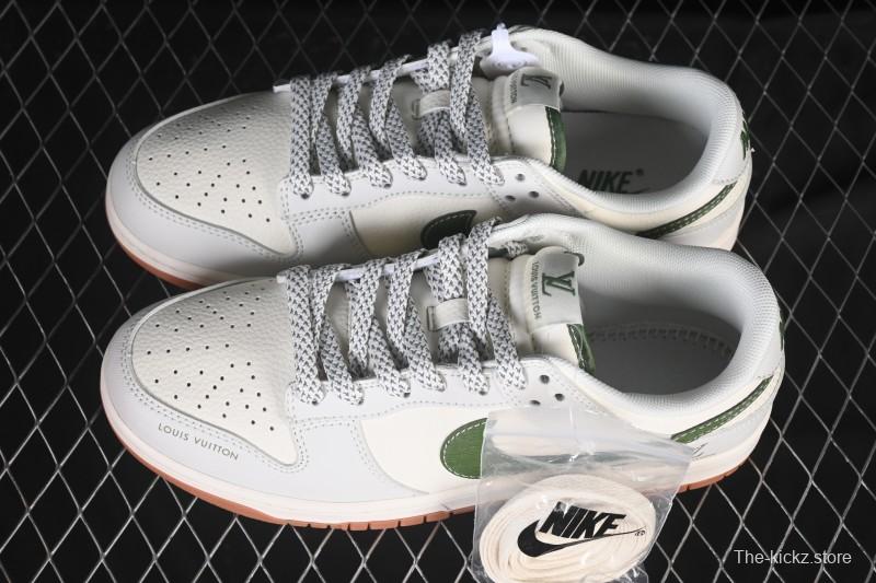 Nike SB Dunk Low LV Collaboration Matcha Green Gum Sole Anniversary High-End Custom Low-Top Casual Skate Shoes - JP1628-032