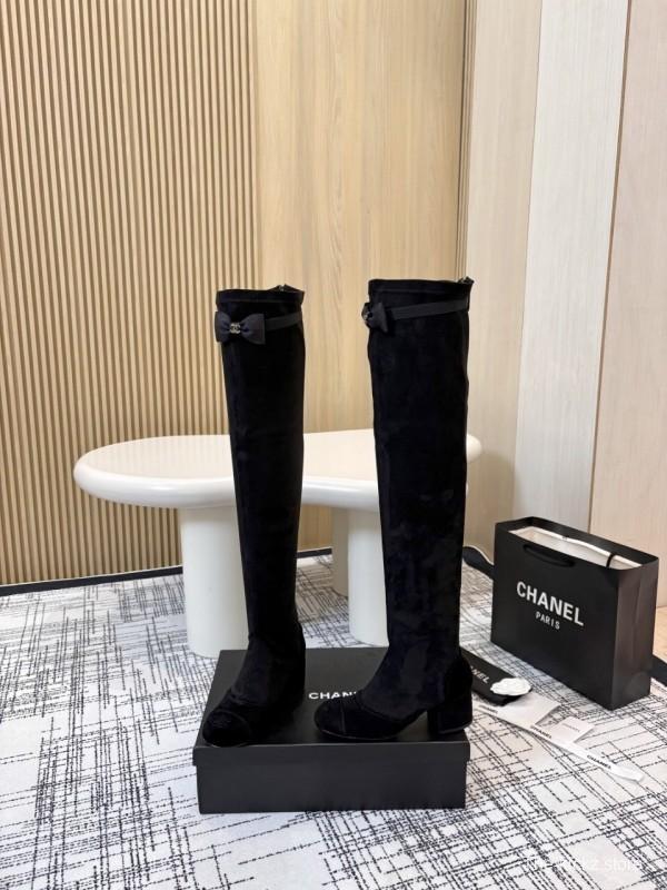 Chanel Classic Chunky Heel Back Zipper Long Boots - LY00360