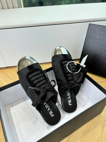 Prada Metal Toe Thin Sole Trainer Casual Shoes - LY00270