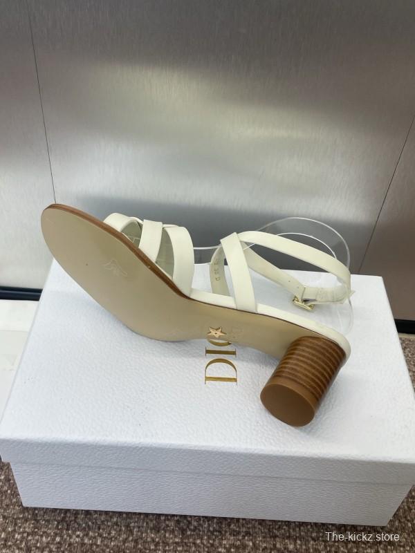 Dior D-Club Jelly Color Hollow Layered Cross Strap Mid Heel Women Shoes - KFY00290