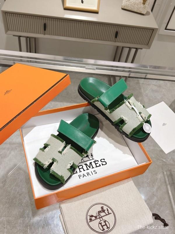 H Sandals 2025SS Fringe Slides with Platform - LY00270