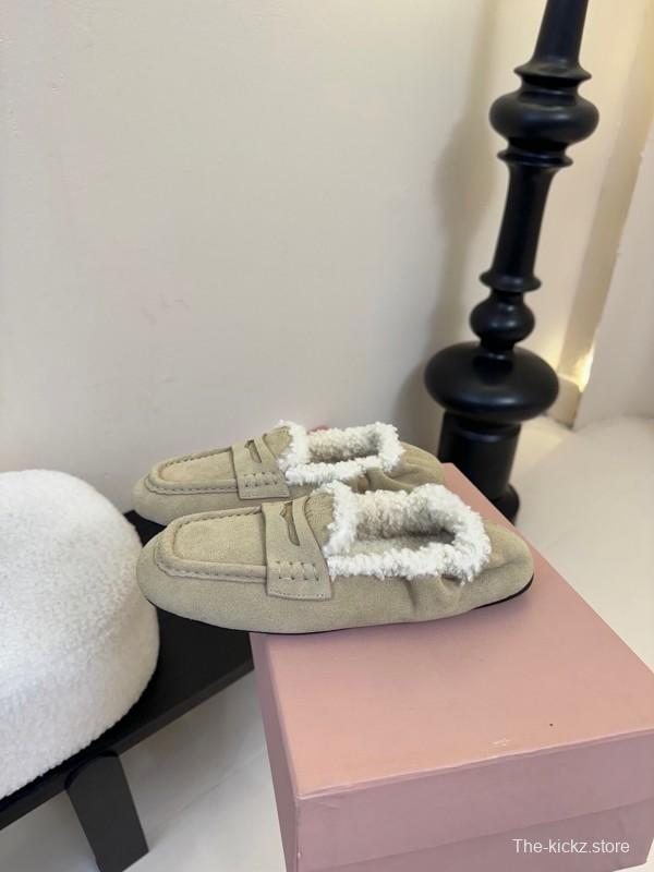 MIUMIU Thick Sole New British Style Wool Loafer Cotton Shoes - KFY00320